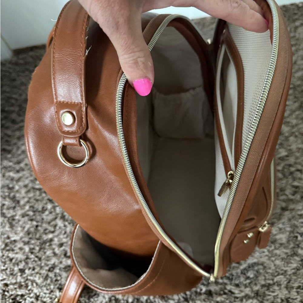 Itzy Ritzy Tan Backpack with Structured Design - Picture 2 of 4